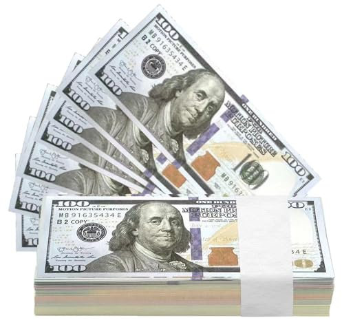 120 Stück Prop Money, Fake Geld, Spielgeld Kinder,100 Dollar Scheine,Falschgeld Scheine für sfeiern,Film-Requisiten-Münzen,Spielzeuggeld für Party Einen Falschen Spielen