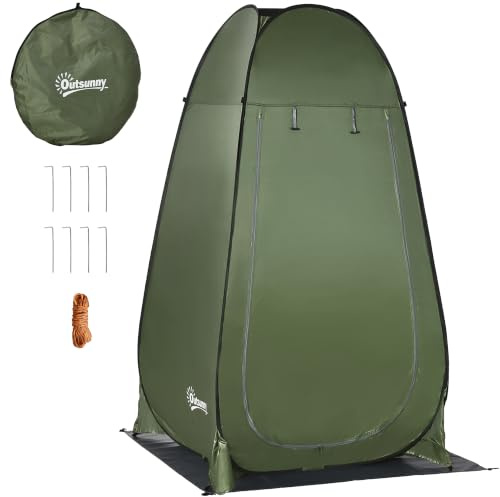 Outsunny Tienda de Ducha Instantánea Pop Up 126x124x189 cm | Tienda de Privacidad Portátil, 1 Gancho, Bolsillo, Bolsa de Transporte, UV 20+, para Baño Vestuario Cambiador Inodoro