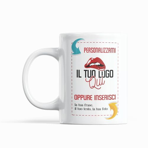 Tazza Personalizzabile con Foto, Testo o Logo – Regalo Originale per Uomo Donna – Ceramica Bianca Opaca 325 ml – Stampa Resistente – Personalizza Online – Made in Italy
