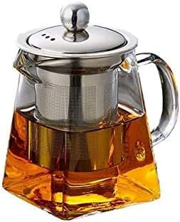 KAV Glass Teapot - Elegant Heat-Resistant Borosilicate 550ml Glass Teapot for one with Stainless Steel Infuser for Loose Leaf Tea - Perfect for Tea, Coffee
