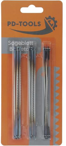 PD-TOOLS Scroll Saw Blades 18 Pieces 127 mm with Pin 7 15 18.5 TPI Carbon Tool Steel for Wood Plastic Fine Cut