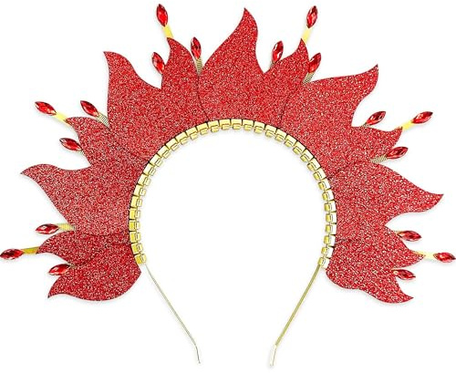 BACH AND BOUJEE Fire Flame Kopfschmuck Sonne Heiligenschein Krone Stirnband Karneval Zubehör Kopfschmuck Karneval Rave Festival für Frauen Kostüm Supplies