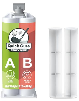 EIGTWEN 5min Golf Club Epoxy, 60ml Extra Strength Golf Epoxy Shaft Epoxy | Fast Cure, Applicable to All Clubheads, Drivers, Putters, and Irons, Compatible with Graphite and Steel Shafts
