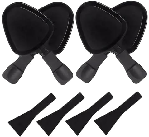 Licsaliwe Raclette Grill Pan 4PCS with Nylon Spatula, Metal Triangular Cheese Pan for Raclette Grill, Replacement Dessert Side Dish