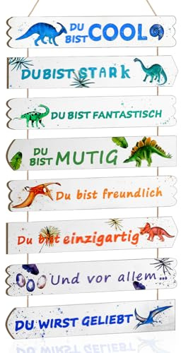 Frases Motivacionales e Inspiradoras para Pared,Cartel de Madera de Dinosaurio para Habitación Infantil,Geeignet für die Dekoration von Kinderzimmern und Kindergärten