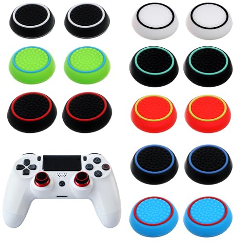 Nogeqi 8 Pairs Controller Thumb Grips Replacement for Ps4/Ps5, Anti-Slip Thumbstick Grip Caps, Silicone Joystick Caps, Analog Stick Covers