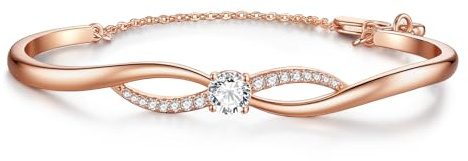 Lyniuoy Plaqué Or Blanc 18 Carats et Or Rose Éternité en Mouvement Infini Bracelet Femme, Bijoux Femme, Romantique Cadeau Femme-Idées Uniques pour Anniversaire, Fête des Mères, Saint-Valentin, Noël