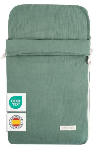 MIMUSELINA Fußsack Babyschale | Ganzjährige Einschlagdecke Sommer/Winter mit Herausnehmbarem Futter | Decke für Babyschale, Kinderwagen, Autositz | 100% Baumwolle | Neugeborene 0–12 Monate | Mint