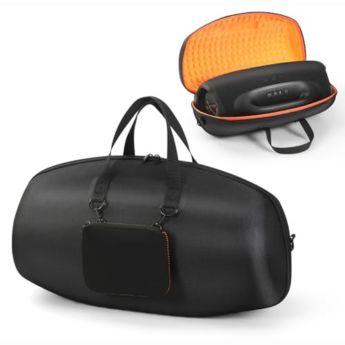 OURHZTB Harte Reisehülle Kompatibel mit JBL Boombox 4 Wasserdichter Tragbarer Bluetooth-Lautsprecher, Tragetasche Aufbewahrungstasche mit Schultergurt und Tasche für Ladegerät & Ladekabel