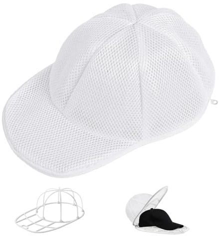 Icetop Baseball Cap Washing Cage, White Baseball Cap Rack | Hat Washer Cage with Mesh Laundry Bag for Washing Hats in Washing Machine