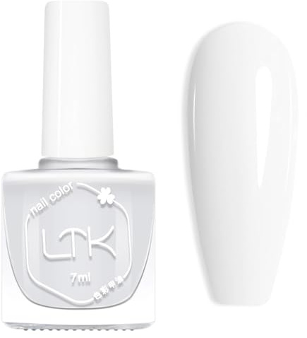 White Nail Polish - Quick Dry Nail Polish - White Nail Varnish Non Gel Air Drying Fast - Long Lasting Nail Varnish for All Seasons - 7 ml Regular Nail Lacquer Glossy Finish Nail Art Manicure DIY Home