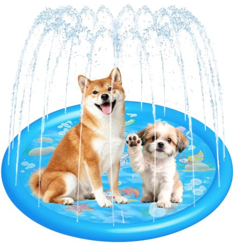 Dog Pool with Sprinkler,Doggy Paddling Pool,Pet Splash Pad,Water Play Mat for Summer Outdoor Garden,Beach(100CM/39.4In)