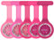 Uhr zum Festklemmen, Krankenschwestern-Uhr, Taschenuhr, Broschenuhr, hochqualitatives Silikon mit Pin / Clip, leuchtet im Dunkeln, Design zur Infektionskontrolle, für Krankenschwester, Arzt, Sanitäter, Pink Rose Red