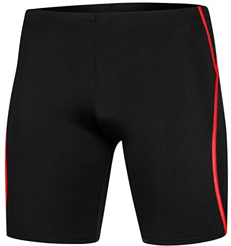 Aqua Speed Blake Troncos de natación Largo de Hombre | Ajuste Jammer | Protección UV | Größen Badehosen:L, Color:16 / Color Negro y Rojo