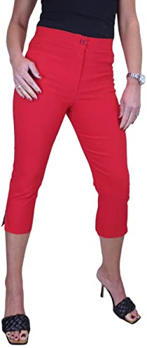 icecoolfashion Womens High Waist Cropped Trousers Slim Leg Capri Pants | Ladies Summer Stretch Crop Pants, Office, Daywear, Casual Capri Pants, 3/4 Length Pedal Pushers UK