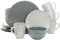 Elama Pearl Collection Geschirr-Set, rund, Tahiti-Steingut, 16-teilig, Schiefer- und Steingrau