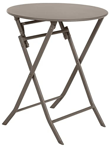 Hespéride - Table de Jardin Pliante Ronde Greensboro Marron Tonka - 2 Places - Acier Traité Epoxy Traitement Antirouille Renforcé