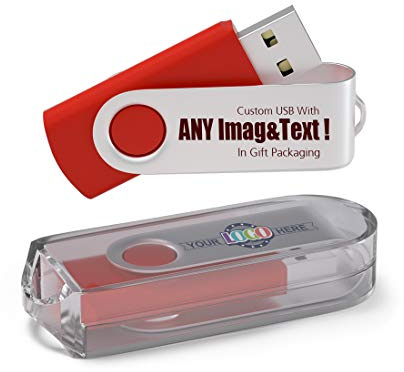 MEINAMI Lot de 50 Clé USB Personnalisée 4 GO Flash Drive USB avec Votre Logo USB 2.0 - Rouge
