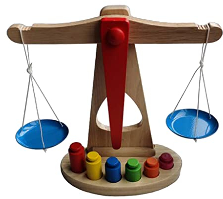 SM SunniMix Balkenwaage Kinderwaage aus Holz, Zubehör für die Frühe Entwicklung von Vorschulkindern. Gewichten, mehr als 3