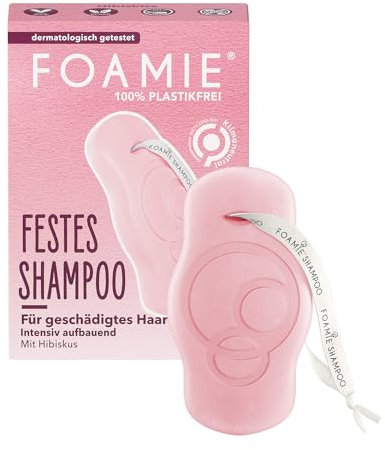 Foamie Festes Shampoo Geschädigtes & Fettiges Haar mit Hibiskus-Extrakt, Haarpflege für Kaputtes Haar, 100% Vegan, Plastikfrei, 80g