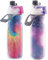 O2COOL 2 Pack Mist N' Sip Insulated Bottle with Fine Misting Function - Tie Dye & Celestial Purple, 20 oz