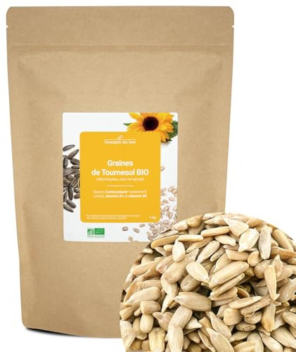 Graines de Tournesol BIO (décortiquées, sans sel ajouté) - riche en vitamine E - 1kg