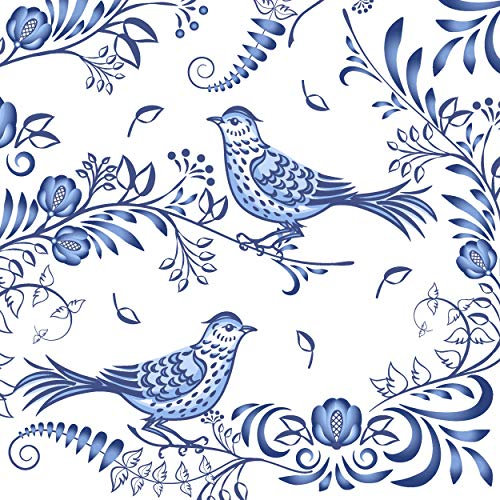 20 Cocktail Servietten Vögel in blau Asien 25 cm