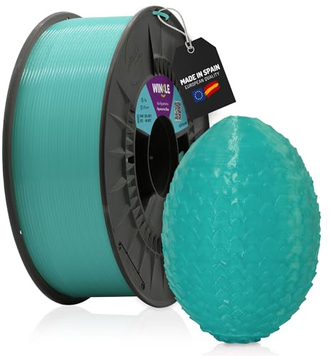 WINKLE Filamento PETG Cristal 1.75mm Azul 1kg, Filamento Impresora 3D | PETG Azul Aguamarina Compatible con Mayoría Impresoras 3D, Precisión Dimensional +/- 0.03mm, Fabricado en España