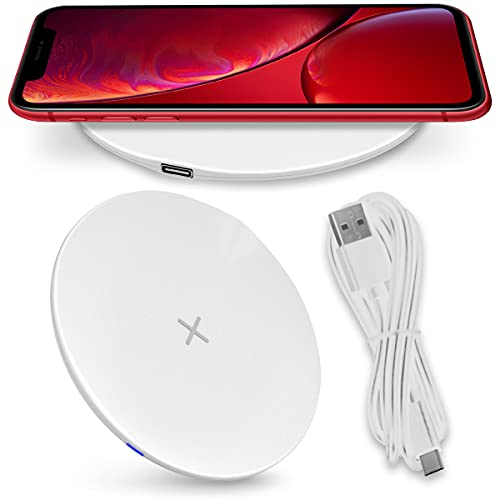 Wireless QI Charger 15W kompatibel mit Apple iPhone SE 2022 2020 Induktives Schnell Ladegerät Kabellose Universal Schnellladestation, Farben:Weiß