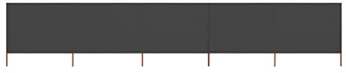 5-teiliges Strand Windschutz Sichtschutz Vliesstoff und Holzpfählen, Windschutzgewebe Faltbar Sonnenschutz für Camping Balkon Terrasse Garten Zaun, 600 x 160 cm Anthrazit