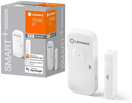 LEDVANCE SMART+ Sensor de contacto con tecnología Wifi para detectar puertas y ventanas abiertas, control a través del smartphone, compatible con Alexa y Google, paquete de 4
