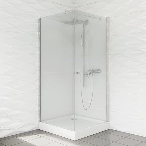 VBChome Duschabtrennung 90 x 90 cm Chrom Eckig Duschabtrennung Breite Tür Duschabtrennung Klarglas Duschabtrennung Moderne Hochwertige Qualität Ohne Profil Duschkabine