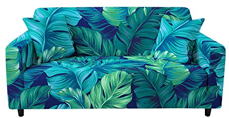 Highdi Blatt Drucken Sofabezug Sofaüberwürfe für 1/2/3/4 Sitzer, Armlehnen Sofa Cover Elastisch Stretch Antirutsch Sofa Cover Sofahusse Couchbezug Möbelschutz (3 Sitzer,Bananenblatt)