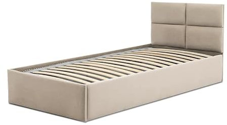 Polsterbett Monos 90x200 mit Bettkasten! Einzelbett mit Lattenrost! Best Stauraumbett! (Trinity 02)