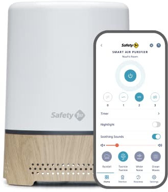 Safety 1st Smart Air Purifier, True HEPA Filter For Bedrooms & Baby Nursery's, App Controlled with iOS & Android, White