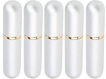 Lot de 5 tubes d'inhalateur nasal vides rechargeables en aluminium argenté et verre avec mèches en coton