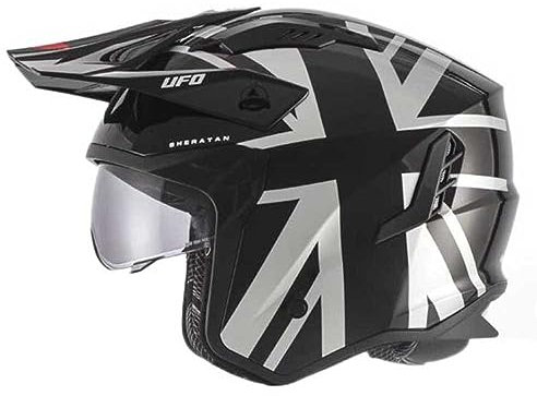 Casco Jet Sheratan con visiera parasole a scomparsa Trial Street Scooter Moto (XS)