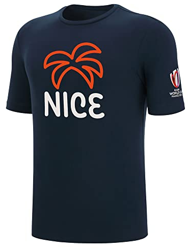 Macron T-Shirt für Erwachsene, Rugby Nice World Cup 2023, offizielles Lizenzprodukt, blau, XL