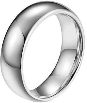 ANAZOZ Wolfram Ringe Herren, Ring Mit Gravur Damen Personalisiert Trauringe größe 52 Hochglanzpoliert Bandring Breit 8mm