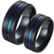 Homxi Trauringe Paar mit Gravur,Verlobungsring Paar Edelstahl 8MM Schwarz Ring mit Blau Linie Ring für Paare Damen 54 (17.2) + Herren 60 (19.1)