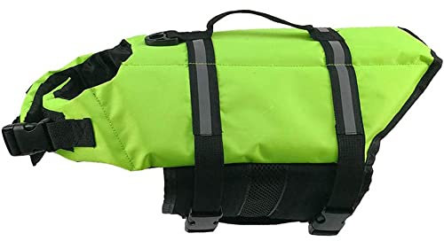 FANSU Hundeschwimmweste, Hunde Schwimmweste mit Rettungsgriff Rettungsweste für Hunde Verstellbare Größe zum Schwimmen, Surfen, Bootfahren (XXL,Grün)