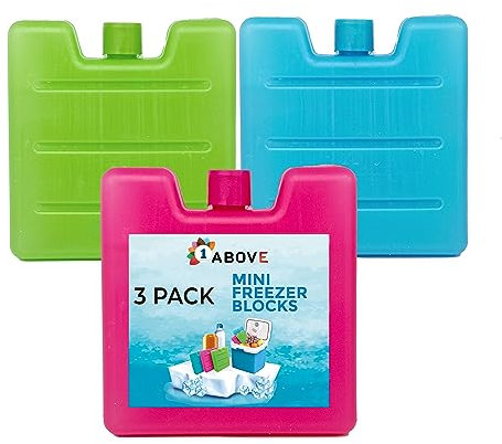 1Above Mini Freezer Blocks, Long Lasting Reusable Family Pack Ice Block Pack for Cool Box, Cooler Bag to Keeps Drink, Food, Lunchboxes Cool…
