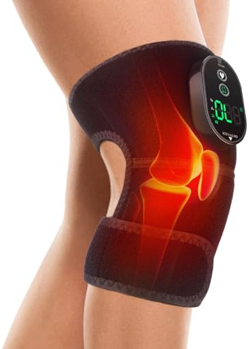Rodillera de Calentamiento, Calentador de Rodillera Recargable, con 6 Niveles de Calentamiento, 4 Temporizadores, Rodillera de Calentamiento 3 en 1 Hombro, Codo, Rodillera, Negro, 1 Paquete