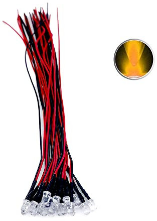 Vrabocry 20x 5mm Leds mit 20cm Kabel 12 Volt DC/Led fertig verkabelt (Orange)