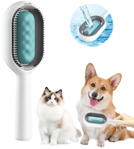 Spazzola Per Cani E Gatti, Darryy Spazzola per Gatto con serbatoio Acqua, Spazzola Per la Pulizia dei peli di Animali, Spazzola per Animali 4 in 1 per Pulire, Massaggiare, Strigliare e Sfeltrire