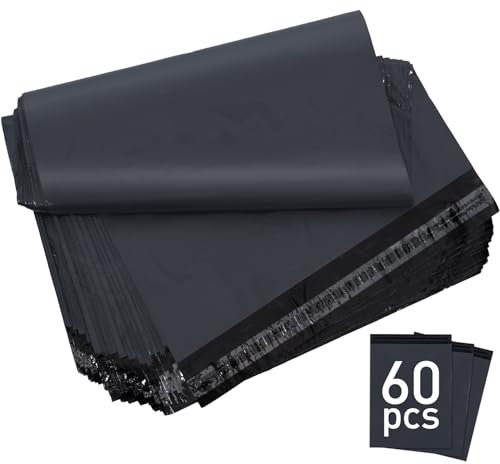 Versandtaschen Kunststoff, Homewit 60 Pcs Versandbeutel Selbstklebend 420mm x 520mm Versandtüten für Kleidung, Plastikbeutel Polybeutel Extra Stark für Warensendung, Kleidung
