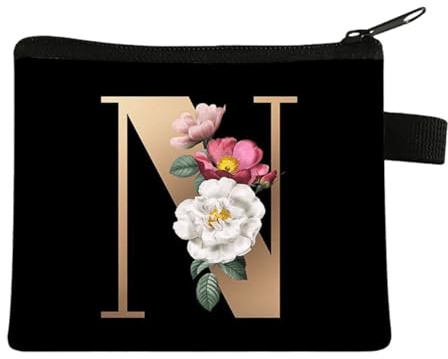 FAVORTALK Porte-monnaie à motif de lettres, pochette à monnaie, petit portefeuille pour femmes et hommes, 13616, 13.5 x 11 cm / 5.31 x 4.33 inches, Pochette à monnaie