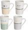 LOLAhome Juego de 4 taza mug Happy amarillas y verdes de cerámica de 370 ml