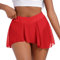 Odizli Festival Outfit Damen Rave Techno Burlesque Pole Dance Hotpants Sexy Booty Shorts Sommer High Waist Hot Pants Kurze Hosenrock Hose Durchsichtiges Transparent Mesh Minirock Rot-B S