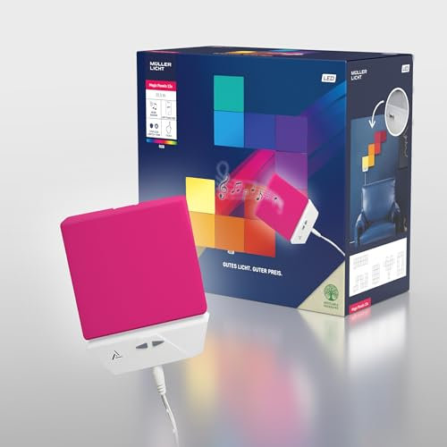 Müller-Licht Magic Panel LED WLAN Wand- und Deckenleuchten mit WLAN, 12 quadratische RGB mit music sensor, steuerbar per TUYA App, individuelle Montage
